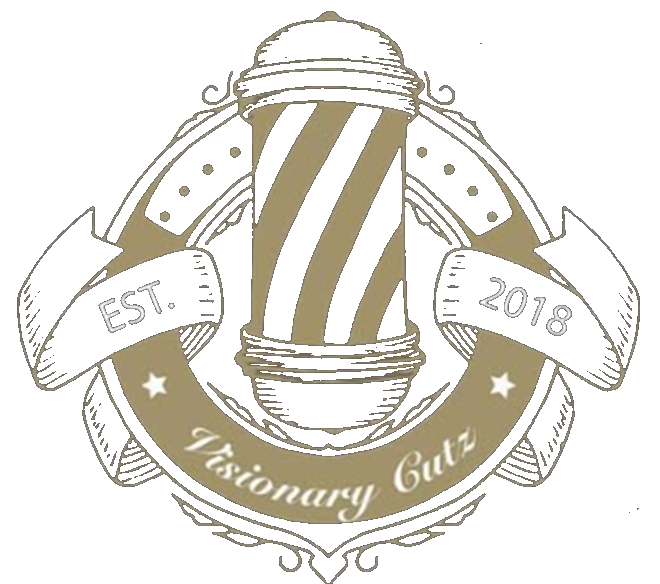 Visionary Cutz barber pole crest, established 2018