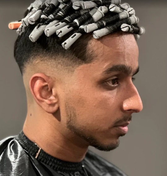Perm rods set on top of a sharp skin fade